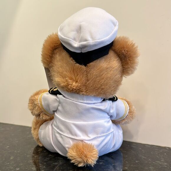 Carnival Breeze Cruise Victory Captain Brown Teddy Bear Plush 10” White Uniform - Picture 5 of 9